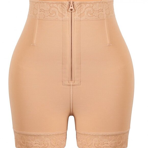 Deep Nude Mid-Waist Butt Lifter Tummy Control Front Zipper Slimming Faja Shorts - Picture 5 of 7